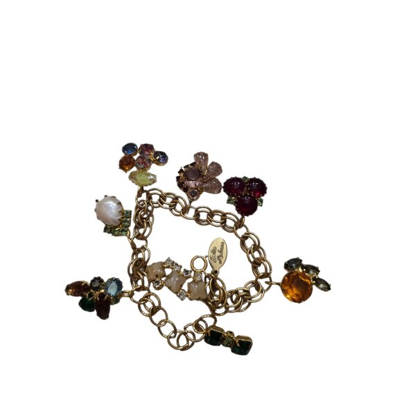 Vintage NOS Julie Rubano Multi Rhinestone Charm Bracelet Or Anklet (A9013) - Picture 3 of 5